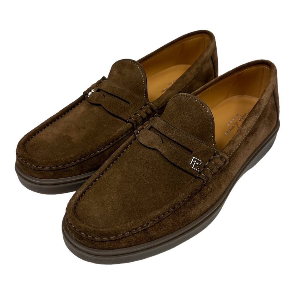 Ralph Lauren Purple Label Begley Brown Calf Suede Mens Penny Loafer 7.5 D NWB